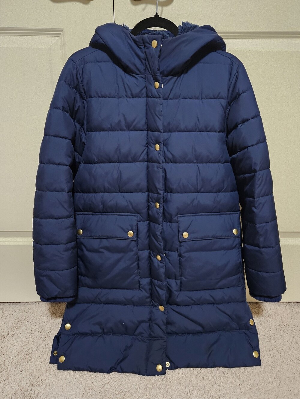 JCrew CrewCuts Navy Full Zip Puffer Coat with Hood XL
